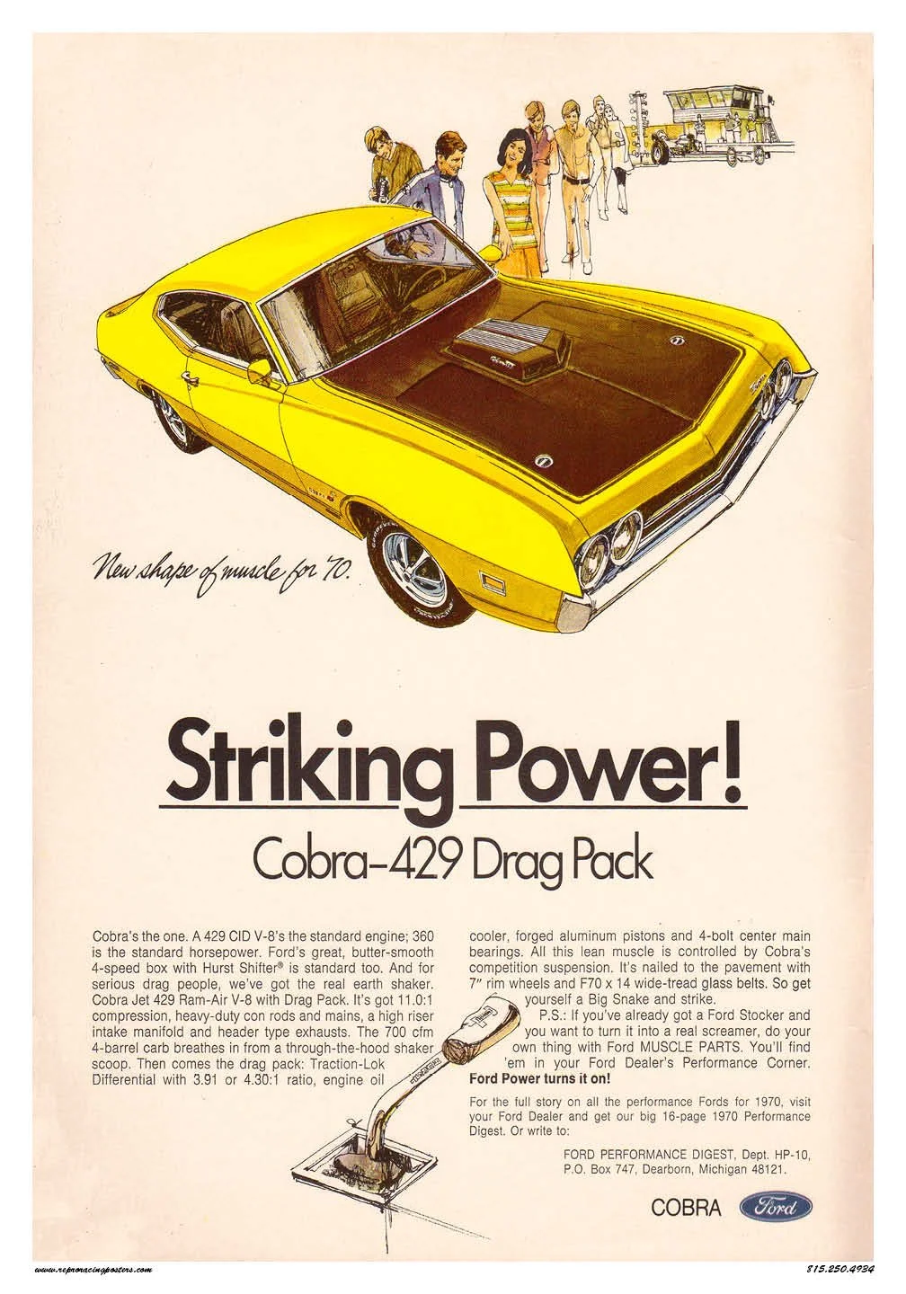 1970 Torino Cobra — Vintage Reproduction Racing Posters